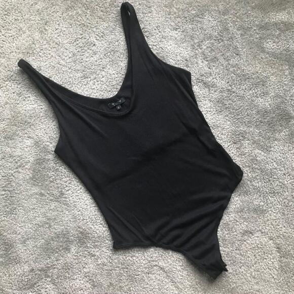 Willow Tops - EUC Willow Womens Ribbed Black Bodysuit